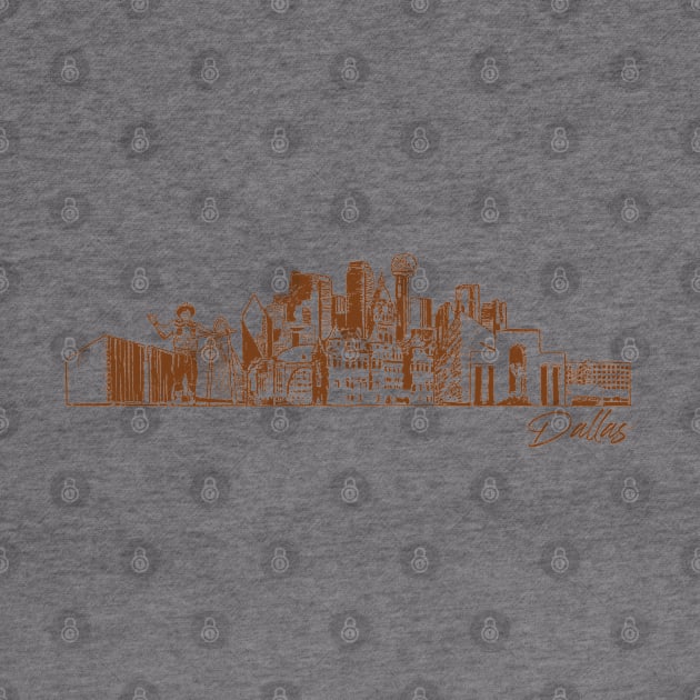 Dallas hand drawn skyline by SerenityByAlex